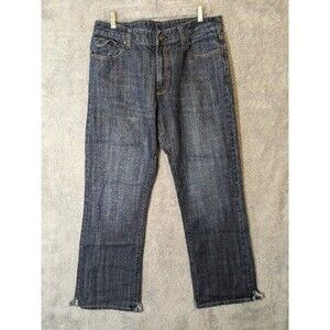 Flypaper Dark Wash Straight Leg Jeans 34x32 Distressed Hem Western Streetwear
